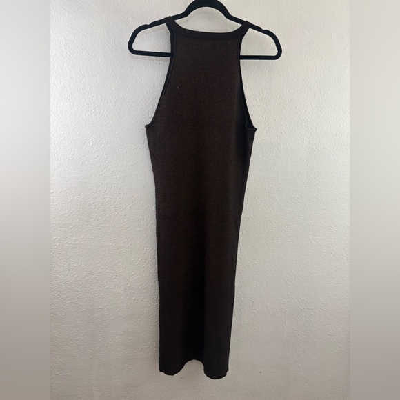 House of Harlow 1960 Revolve Ribbed Midi Dress BodyCon Knit Metallic Halter L - Picture 4 of 7